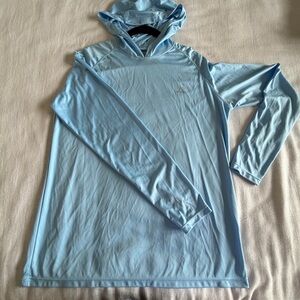 Willit Shirt Mens Blue Hooded Long Sleeve Hiking Running Performance Activewear